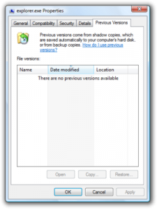 native Windows Previous Versions