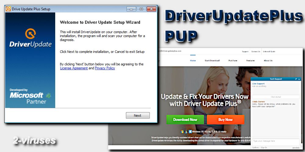 driver update plus main virus pup