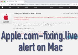 Alerte Apple.com-fixing.live sur Mac